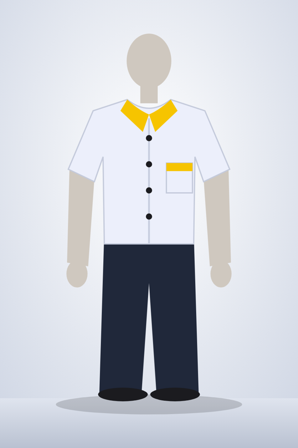 Chemise : col et poche jaunes